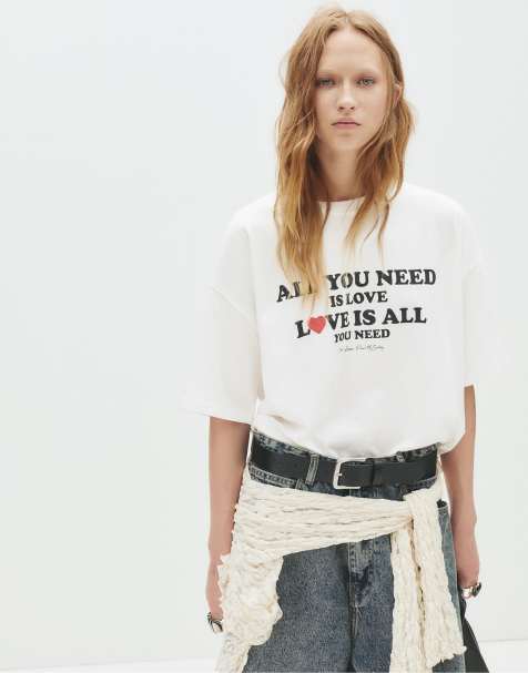 Pull&Bear - T-shirts met The Beatles-print in ijswit - view 1