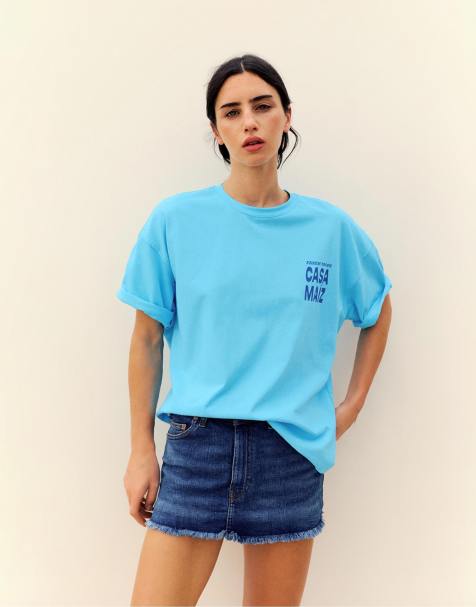 Pull&Bear Taco graphic t-shirt in pale blue - view 1