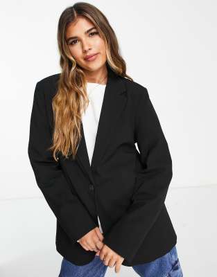 Pull & Bear tailored blazer in black-Gray