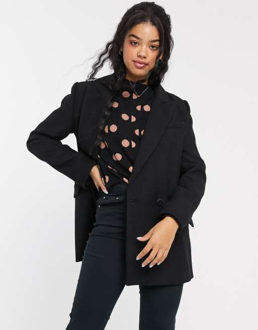 Pull Bear tailored coat in black