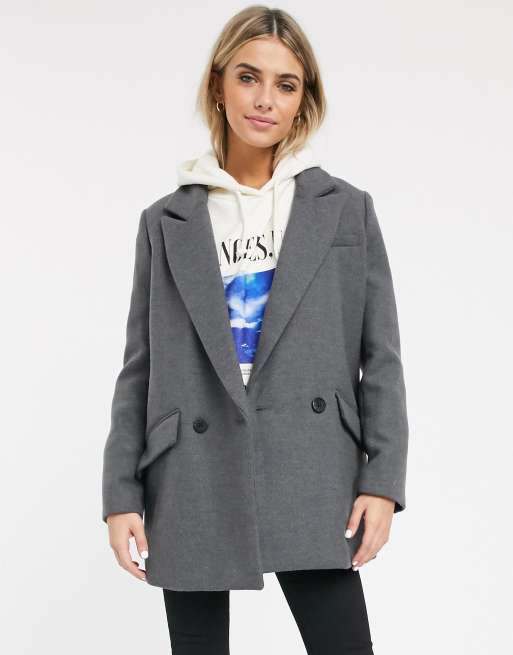 Pull Bear tailored coat in gray