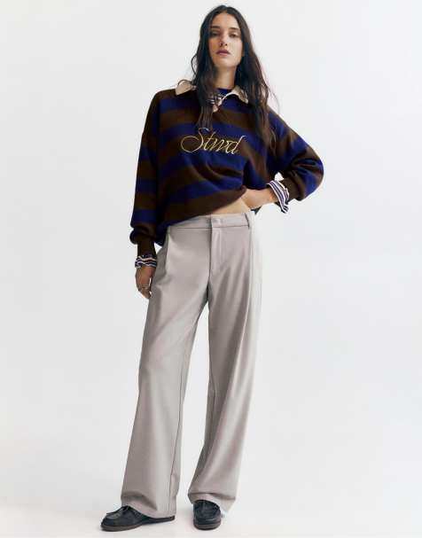 Pull&Bear Tailored darted pants in beige