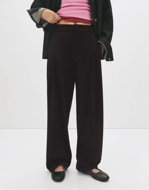 Pull&Bear Tailored darted pants in black
