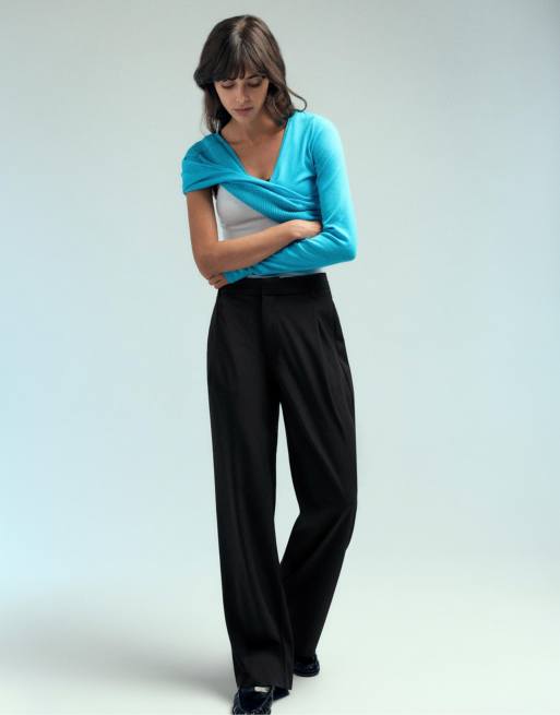 Pull&Bear Tailored darted pants in black, 4 of 7