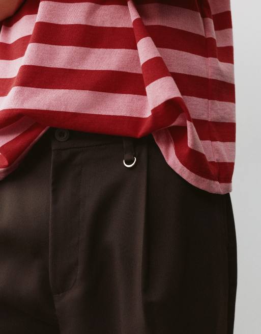 Pull&Bear Tailored darted trousers in brown, 3 of 7