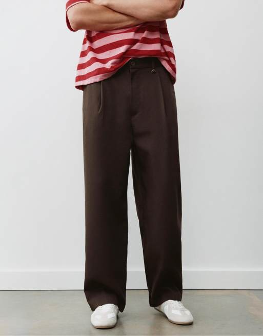 Pull&Bear Tailored darted trousers in brown, 4 of 7