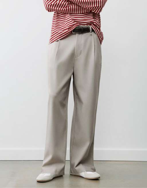 Pull&Bear Tailored darted trousers in stone, 4 of 7