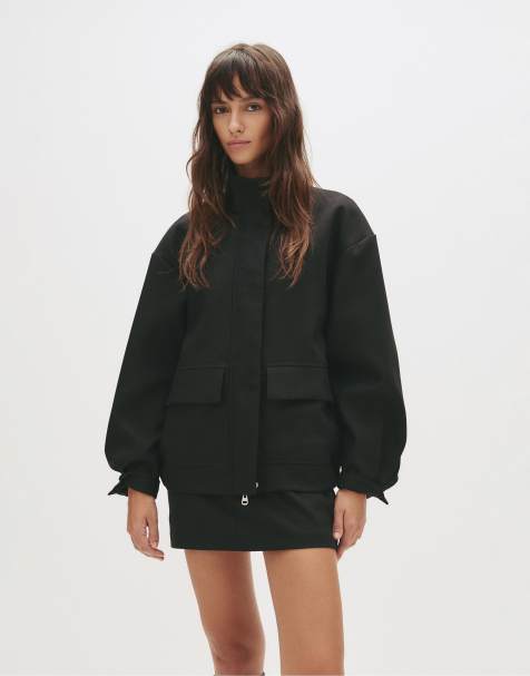 Pull&Bear Tailored fit high neck jacket in black - view 1