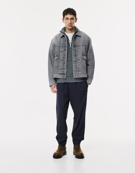 Pull&Bear Tailored fit joggers in navy - view 1