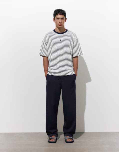 Pull&Bear Tailored fit joggers in navy