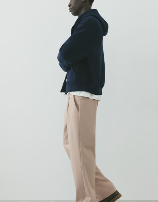 Pull&Bear tailored fit wide leg trousers in beige, 5 of 7