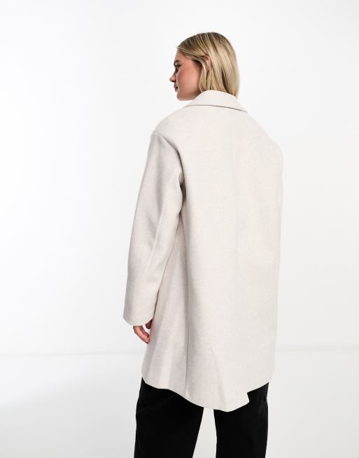 Pull&Bear tailored pea coat in beige, 4 of 4