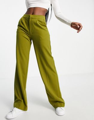 Pull&Bear tailored relaxed trousers in green