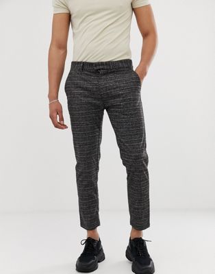 Pull&Bear tailored slim trousers in grey check