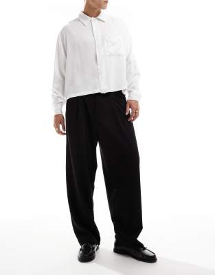 tailored wide leg pants in black