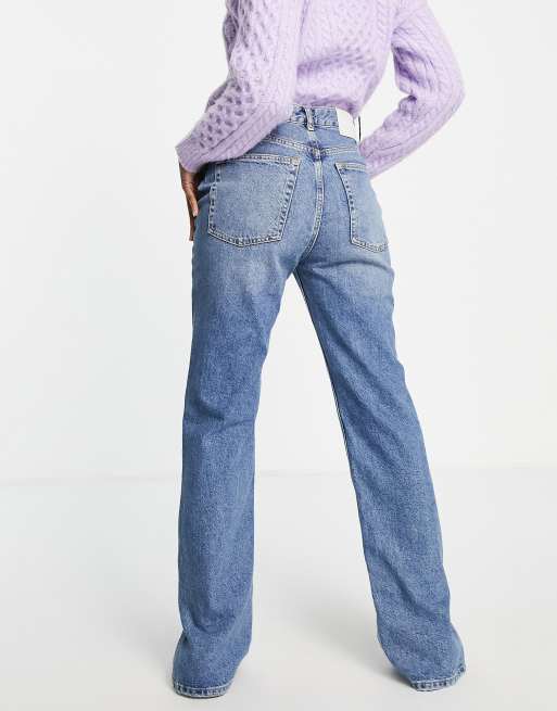 Purple Long Leg Split Hem Jeans, Denim