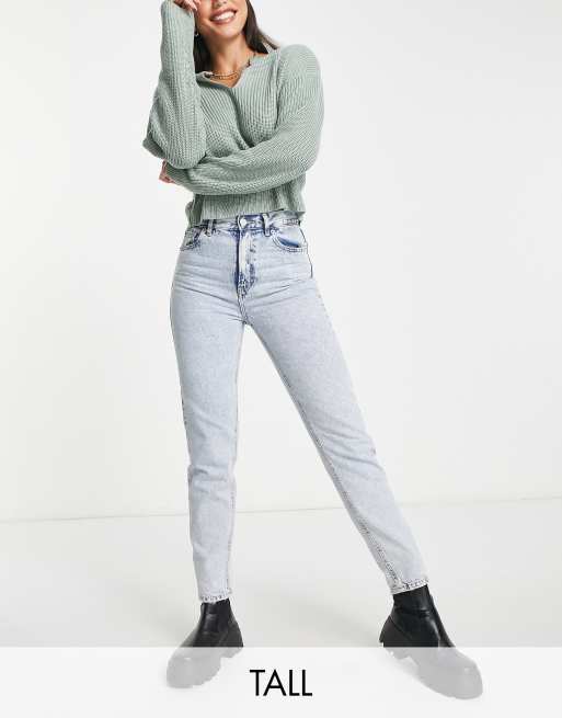 Pull&Bear Tall basic mom jean in light blue | ASOS