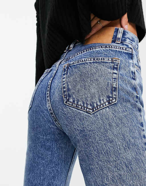 Pull&Bear Tall basic mom jean in medium blue, 2 of 4