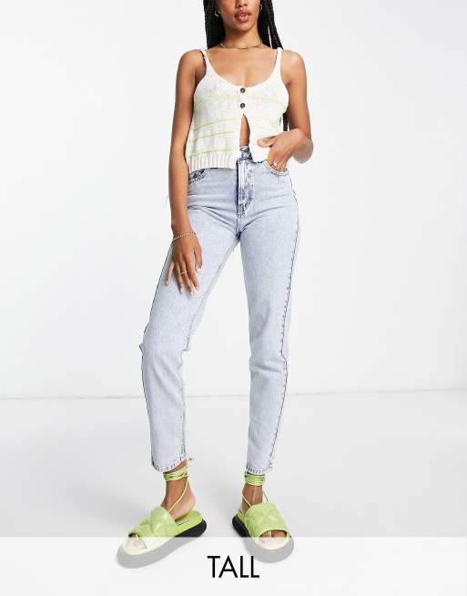 Pull&Bear Tall - Basic mom jeans in lichtblauw