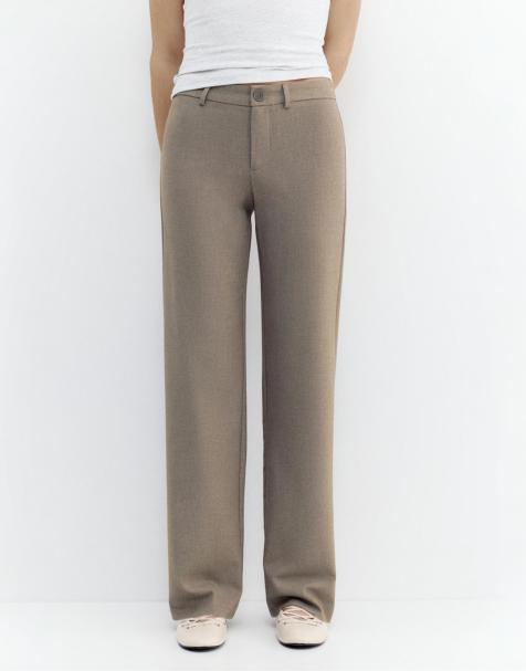 Pull&Bear Tall – Beige byxor med raka ben - view 1