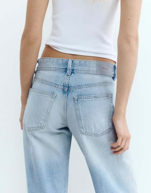 Pull&Bear Tall – Blå jeans med raka ben och låg midja, 5 av 7