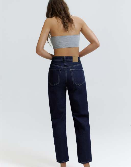 Pull&Bear Tall – Bläckblå jeans i mom fit med hög midja, 5 av 7
