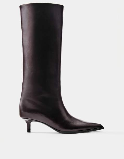Pull&Bear Tall boots à talon kitten marron - view 1