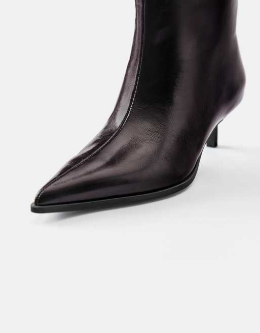 Pull&Bear Tall boots med taxklack i brunt, 4 av 5