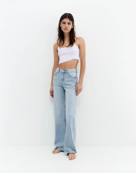 Pull&Bear Tall – Gerade geschnittene Jeans in Himmelblau mit weitem Bein - view 1