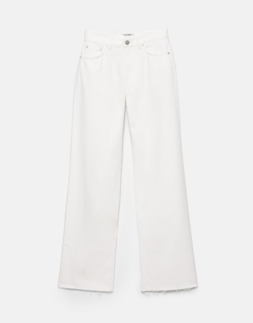 Pull&Bear Tall – Gerade geschnittene Jeans in Weiß mit weitem Bein, 6 von 7