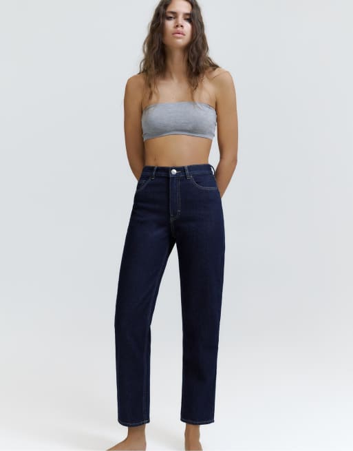 Pull&Bear Tall high-waist mom fit jeans in ink blue, 7 of 7