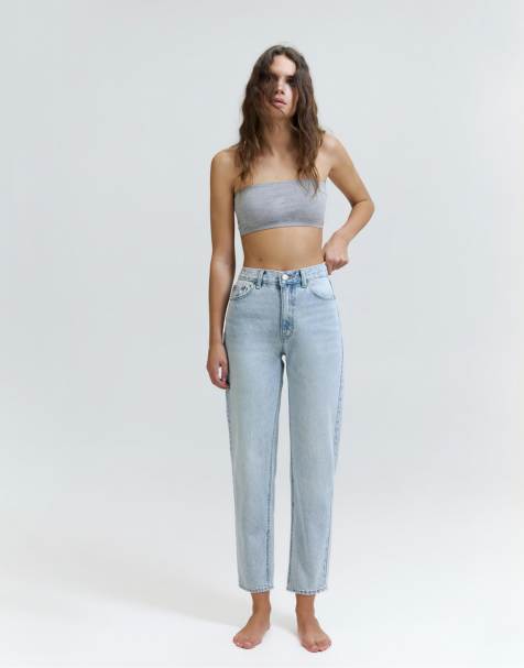 Pull&Bear Tall high-waist mom fit jeans in pale blue - view 1