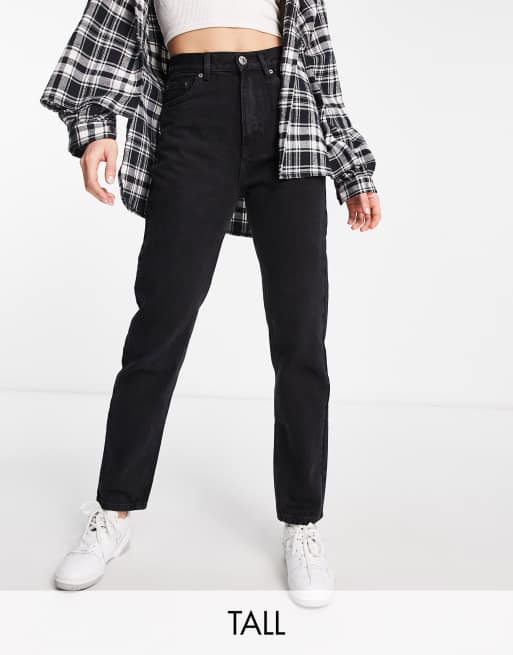 Pull&Bear tall high waisted mom jean in black