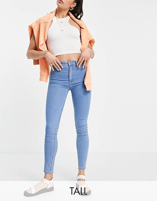 Jeans Pull&bear tall high waisted skinny jeans in mid blue 