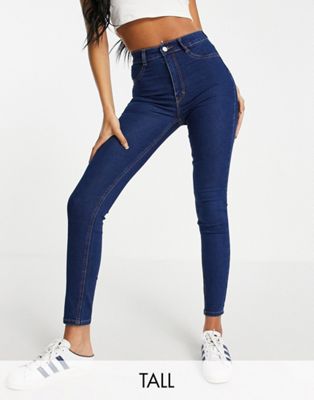 Pull&Bear Tall high waisted ultra skinny basic jean in medium blue