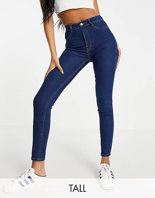 Women Pull&Bear Tall high waisted ultra skinny basic jean in medium blue 