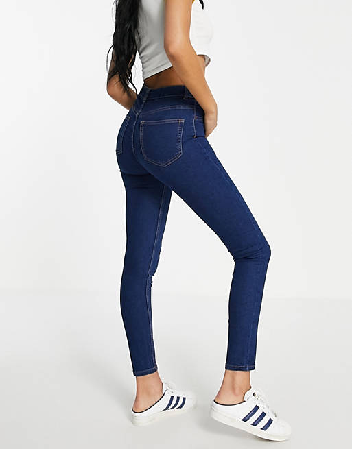 Women Pull&Bear Tall high waisted ultra skinny basic jean in medium blue 
