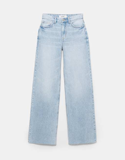 Pull&Bear Tall – Himmelsblå, raka jeans med vida ben, 6 av 7