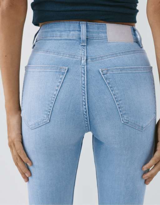 Pull&Bear Tall – Himmelsblå skinny jeans med hög midja, 5 av 7