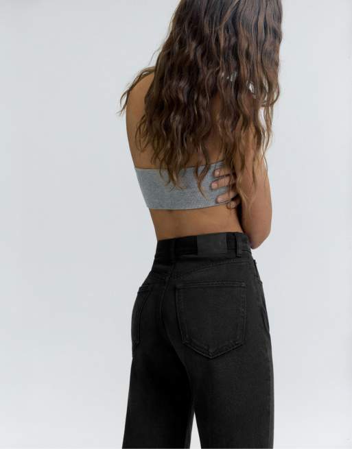 Pull&Bear Tall - Højtaljede sorte mom-jeans, 4 af 7