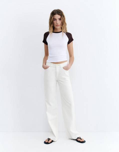 Pull&Bear Tall - Hvide jeans med brede lige ben - view 1