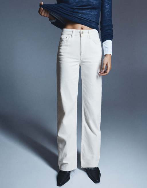 Pull&Bear Tall - Hvide jeans med brede lige ben, 4 af 7