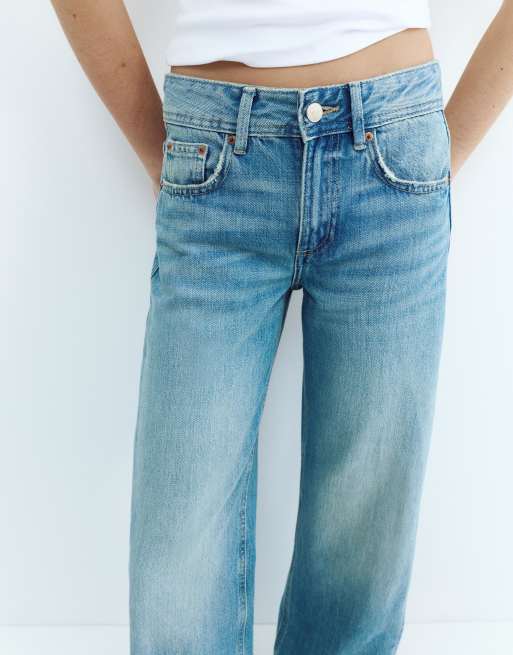 Pull&Bear Tall – Indigoblå jeans med raka ben och låg midja, 3 av 7