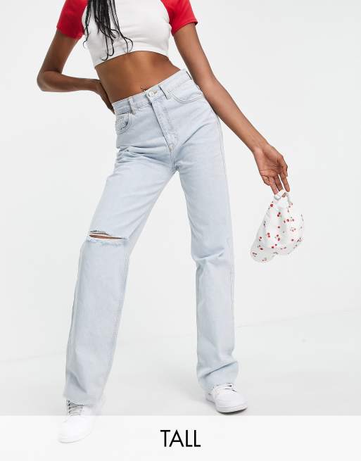 Pull&Bear Tall – Jasnoniebieskie jeansy z prostymi nogawkami