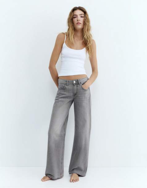 Pull&Bear Tall - Jean droit à taille basse - Gris pâle - view 1
