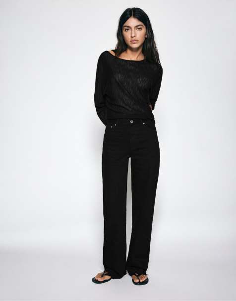 Pull&Bear Tall - Jean droit ample - Noir chiné - view 1