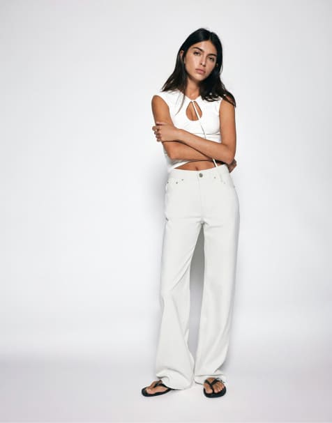 Pull&Bear Tall - Jean droit large - Blanc - view 1