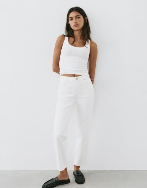 Pull&Bear Tall - Jean mom à taille haute - Blanc - view 1