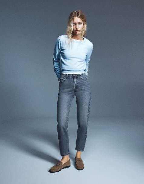 Pull&Bear Tall - Jean mom taille haute - Bleu foncé - view 1