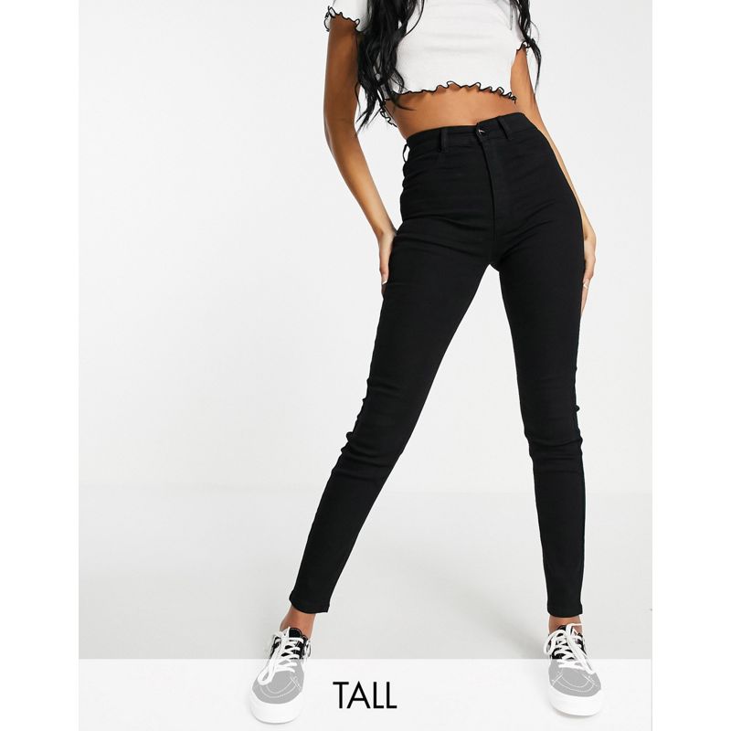 Pull&Bear Tall - Jeans basic ultra skinny a vita alta neri